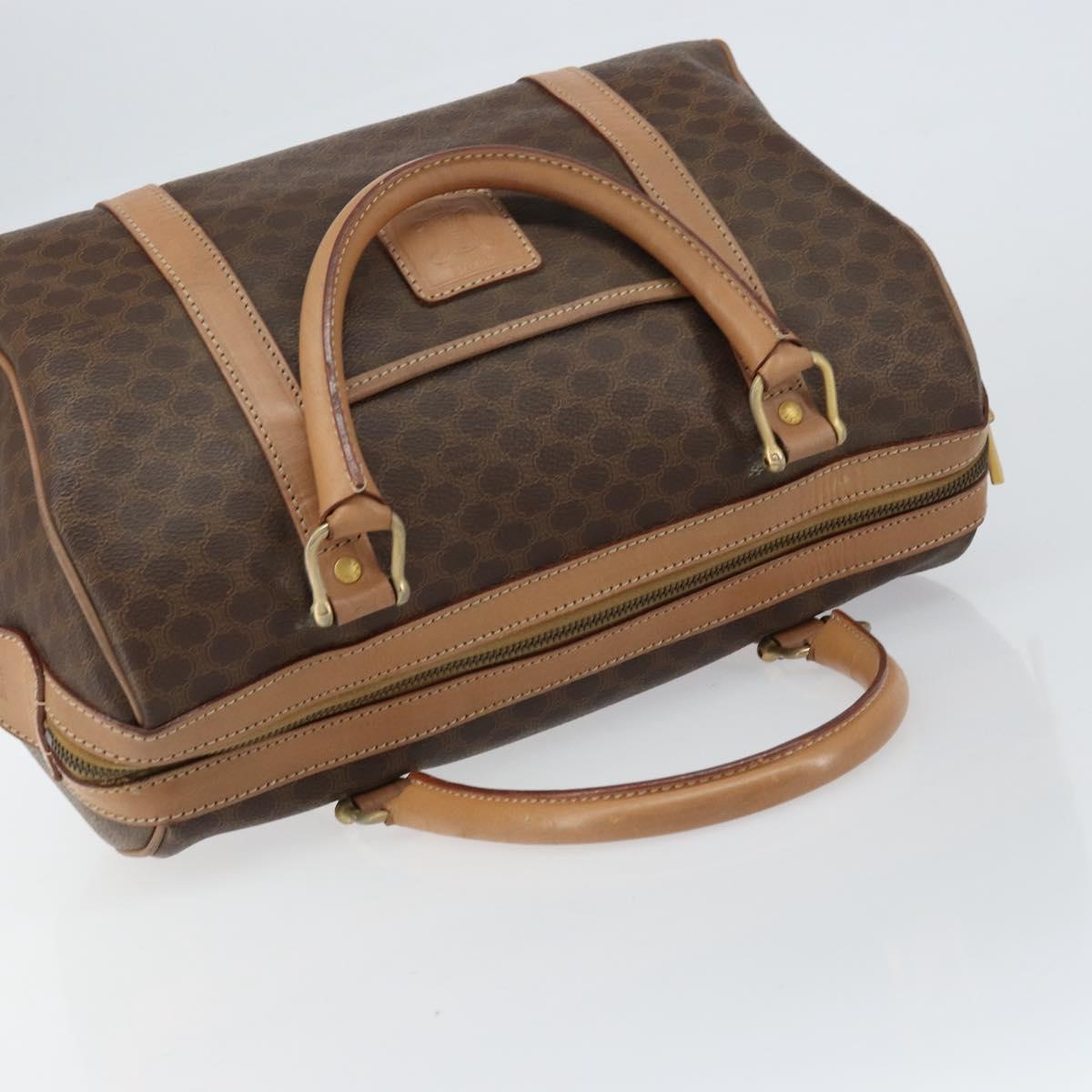 CELINE Macadam Canvas Boston Bag PVC Brown Gold Auth 156023