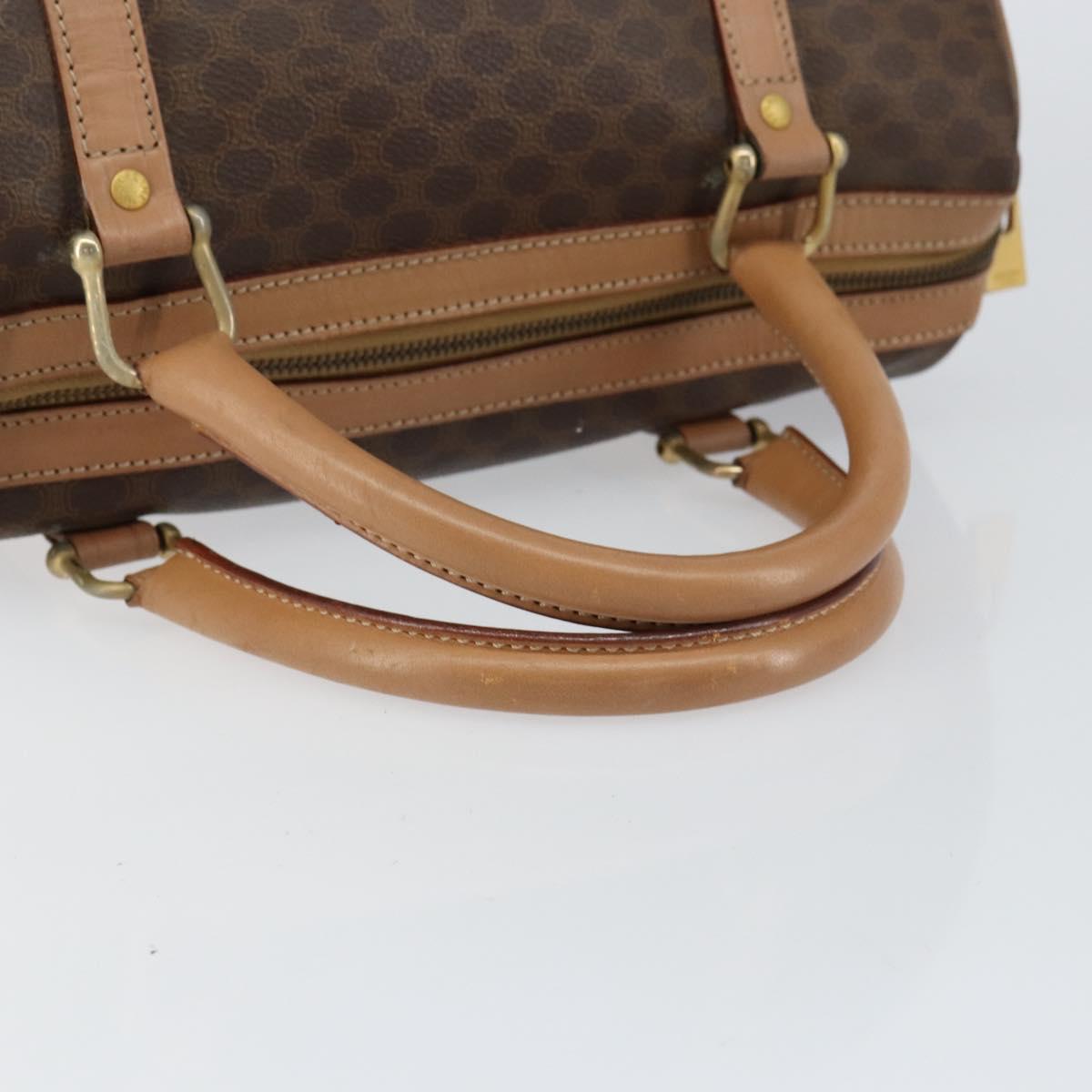 CELINE Macadam Canvas Boston Bag PVC Brown Gold Auth 156023