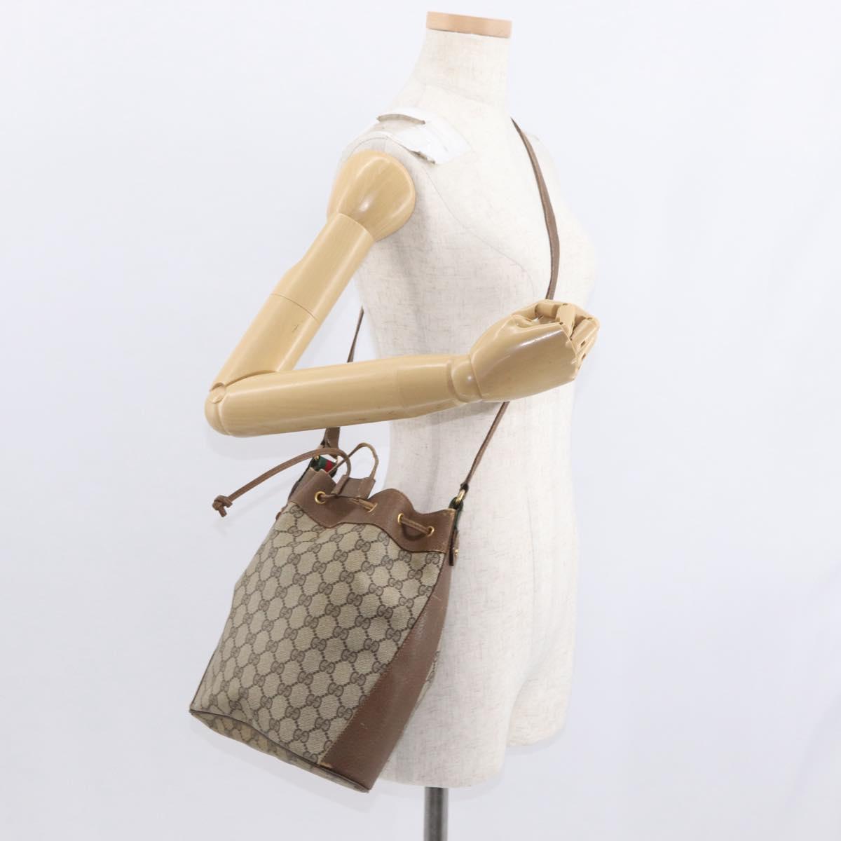 GUCCI GG Supreme Web Sherry Line Bag PVC Red Beige 41 02 034 Auth 156025