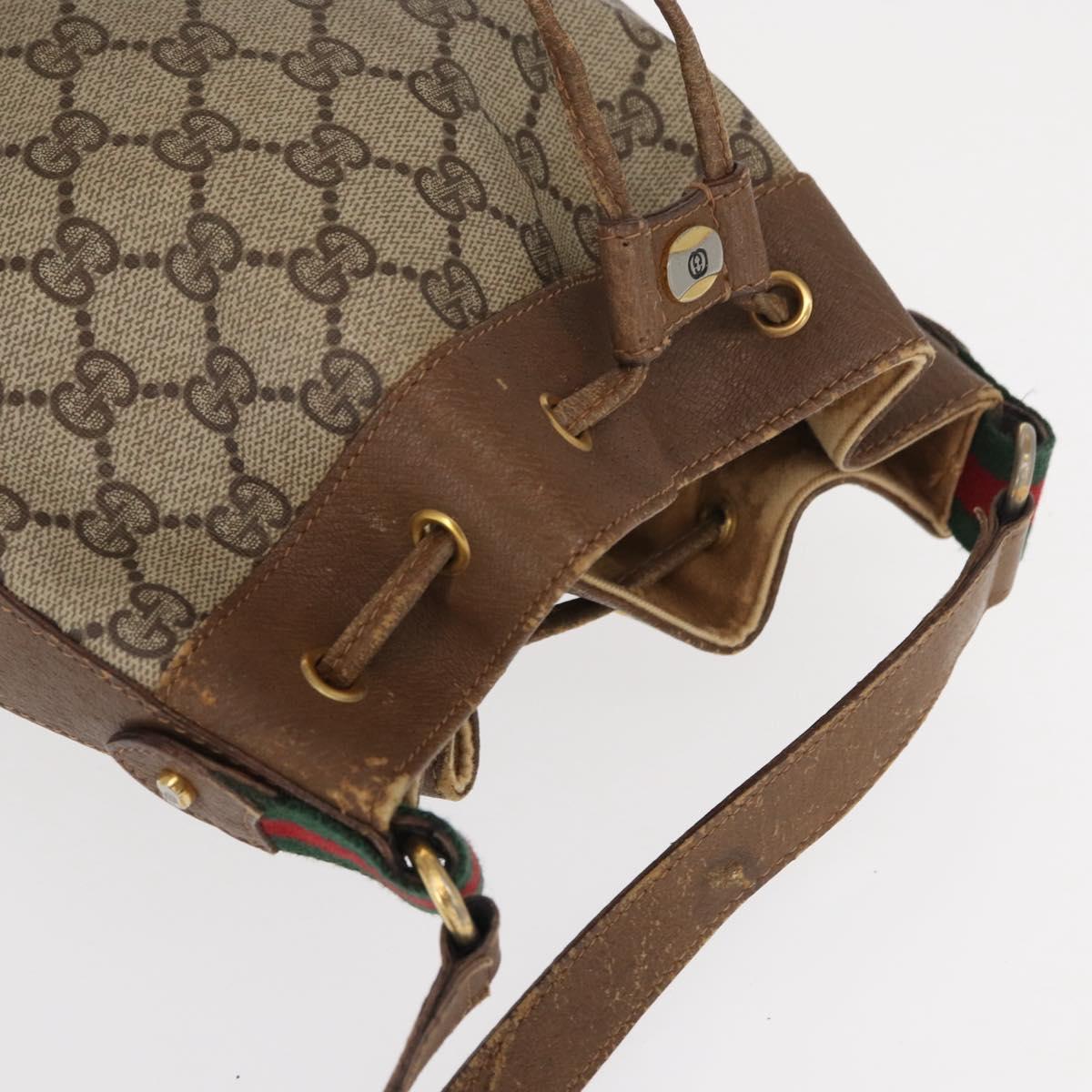 GUCCI GG Supreme Web Sherry Line Bag PVC Red Beige 41 02 034 Auth 156025