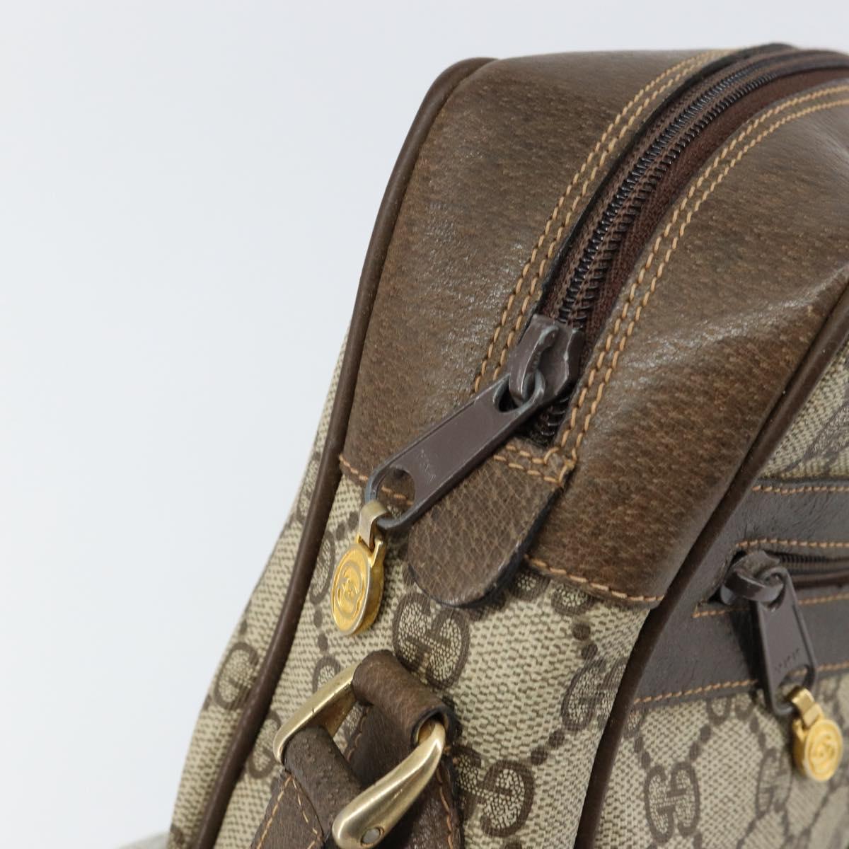 GUCCI GG Supreme Web Sherry Line Shoulder Bag PVC Beige Gold Auth 156026