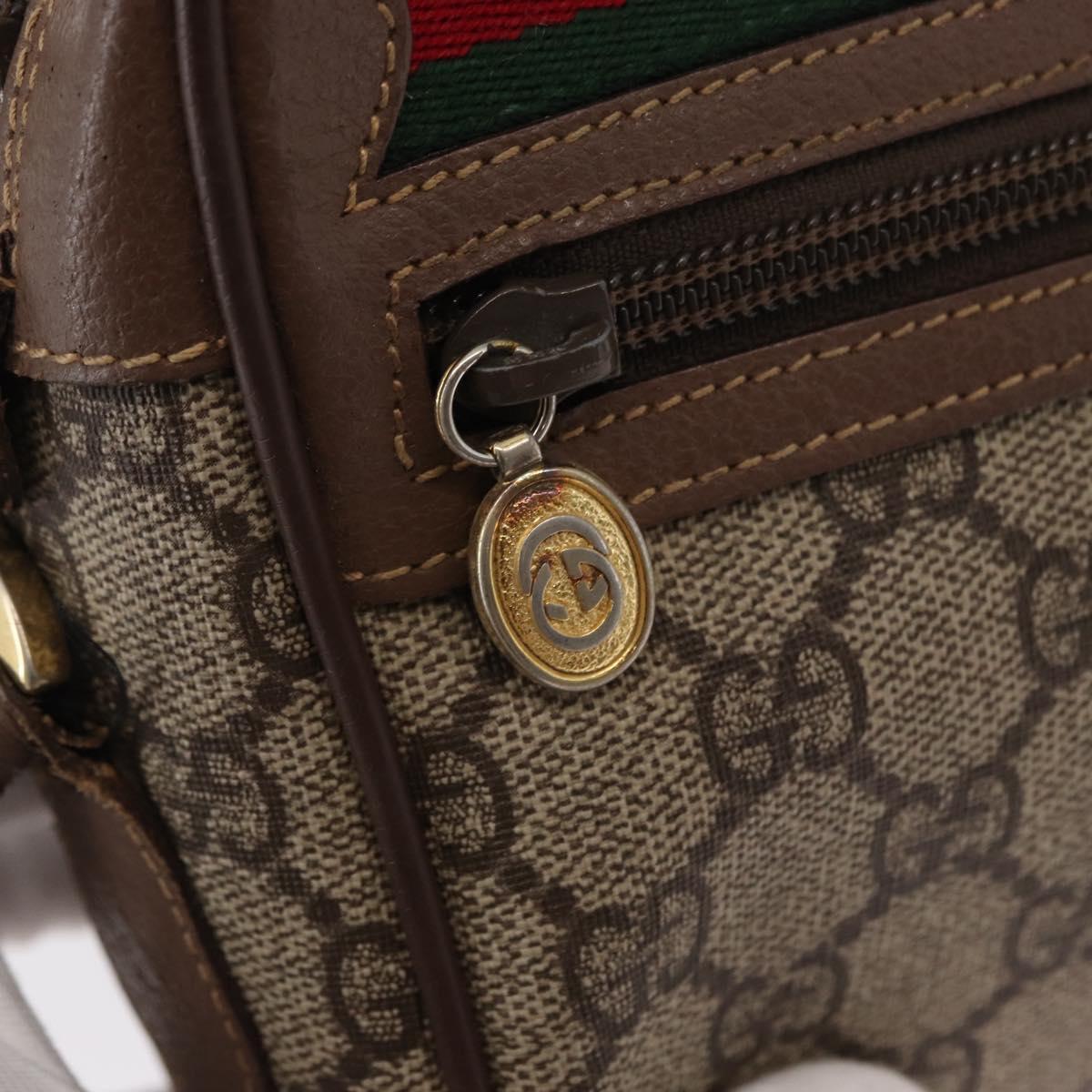 GUCCI GG Supreme Web Sherry Line Shoulder Bag PVC Red Beige Auth 156027