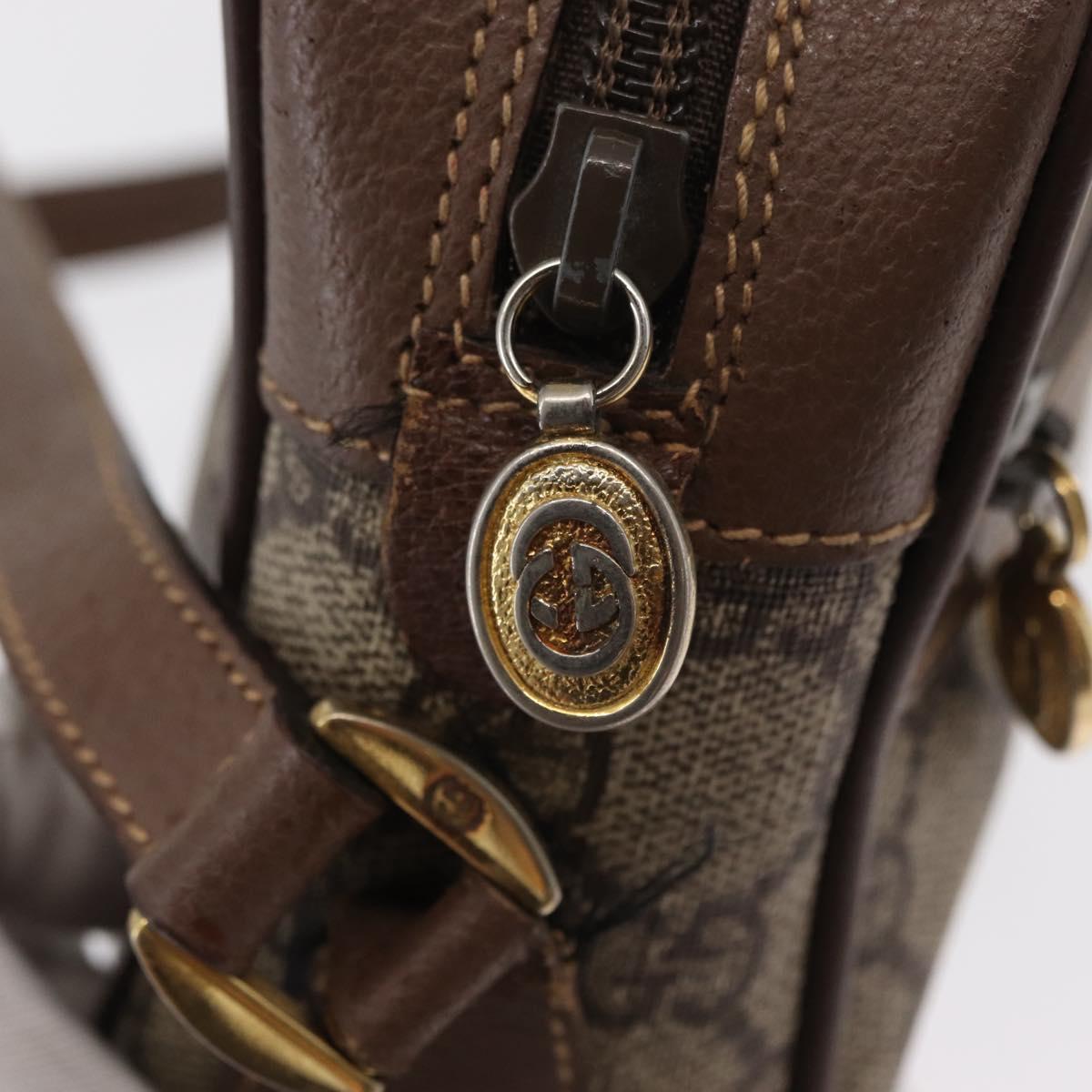 GUCCI GG Supreme Web Sherry Line Shoulder Bag PVC Red Beige Auth 156027