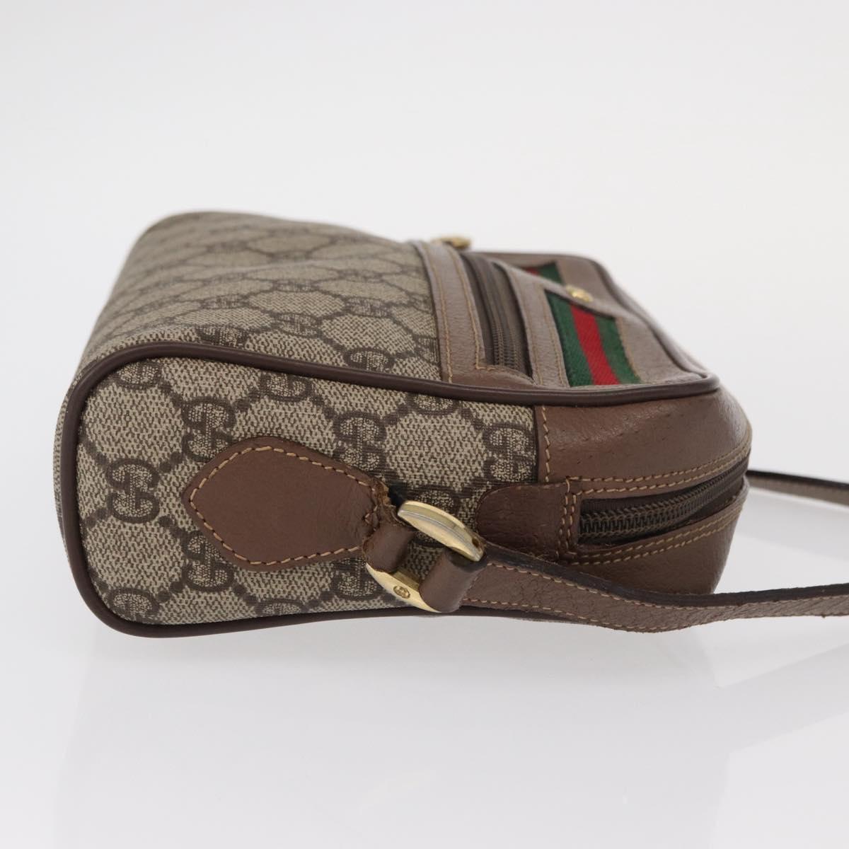 GUCCI GG Supreme Web Sherry Line Shoulder Bag PVC Red Beige Auth 156027