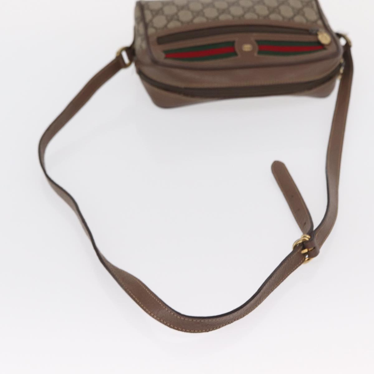 GUCCI GG Supreme Web Sherry Line Shoulder Bag PVC Red Beige Auth 156027