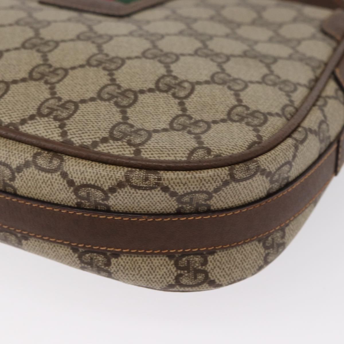 GUCCI GG Supreme Web Sherry Line Bag PVC Beige Gold 001 116 0914 Auth 156028