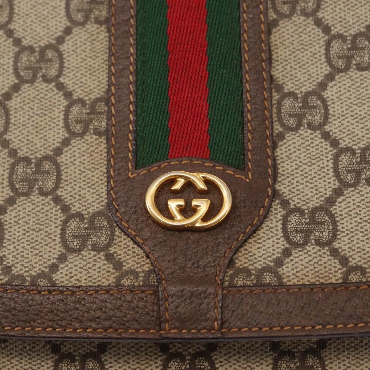 GUCCI GG Supreme Web Sherry Line Bag PVC Beige Gold 001 116 0914 Auth 156028