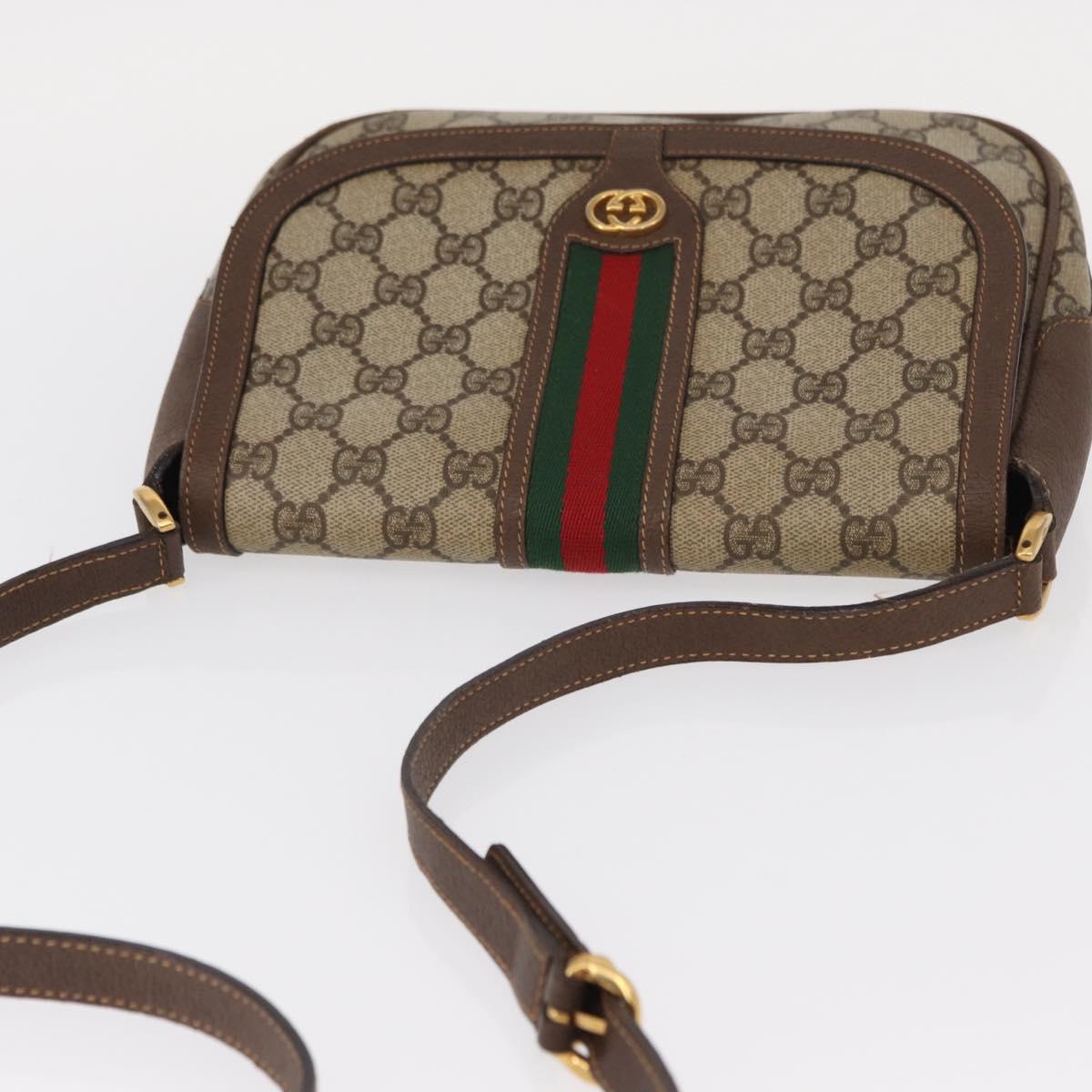 GUCCI GG Supreme Web Sherry Line Bag PVC Beige Gold 001 116 0914 Auth 156028