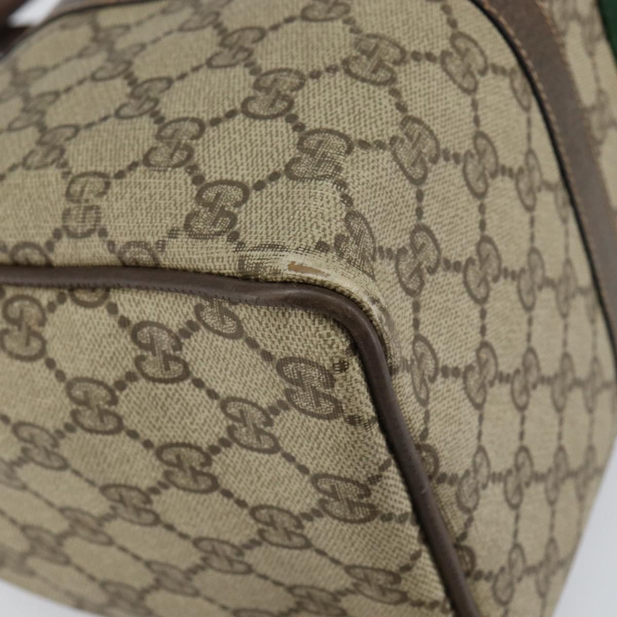 GUCCI GG Supreme Web Sherry Line Boston Bag PVC Beige Gold 58 02 007 Auth 156029