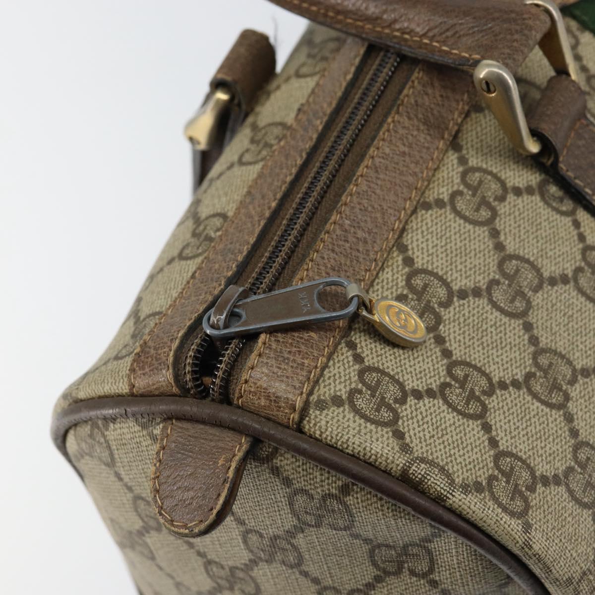 GUCCI GG Supreme Web Sherry Line Boston Bag PVC Beige Gold 58 02 007 Auth 156029