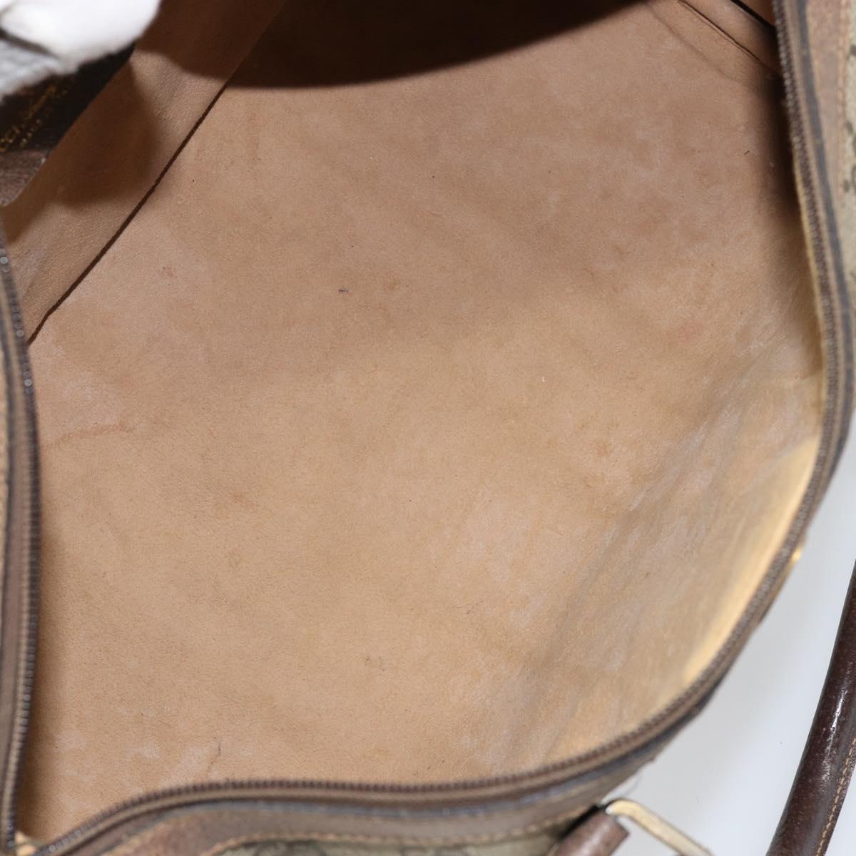 GUCCI GG Supreme Web Sherry Line Boston Bag PVC Beige Gold 58 02 007 Auth 156029