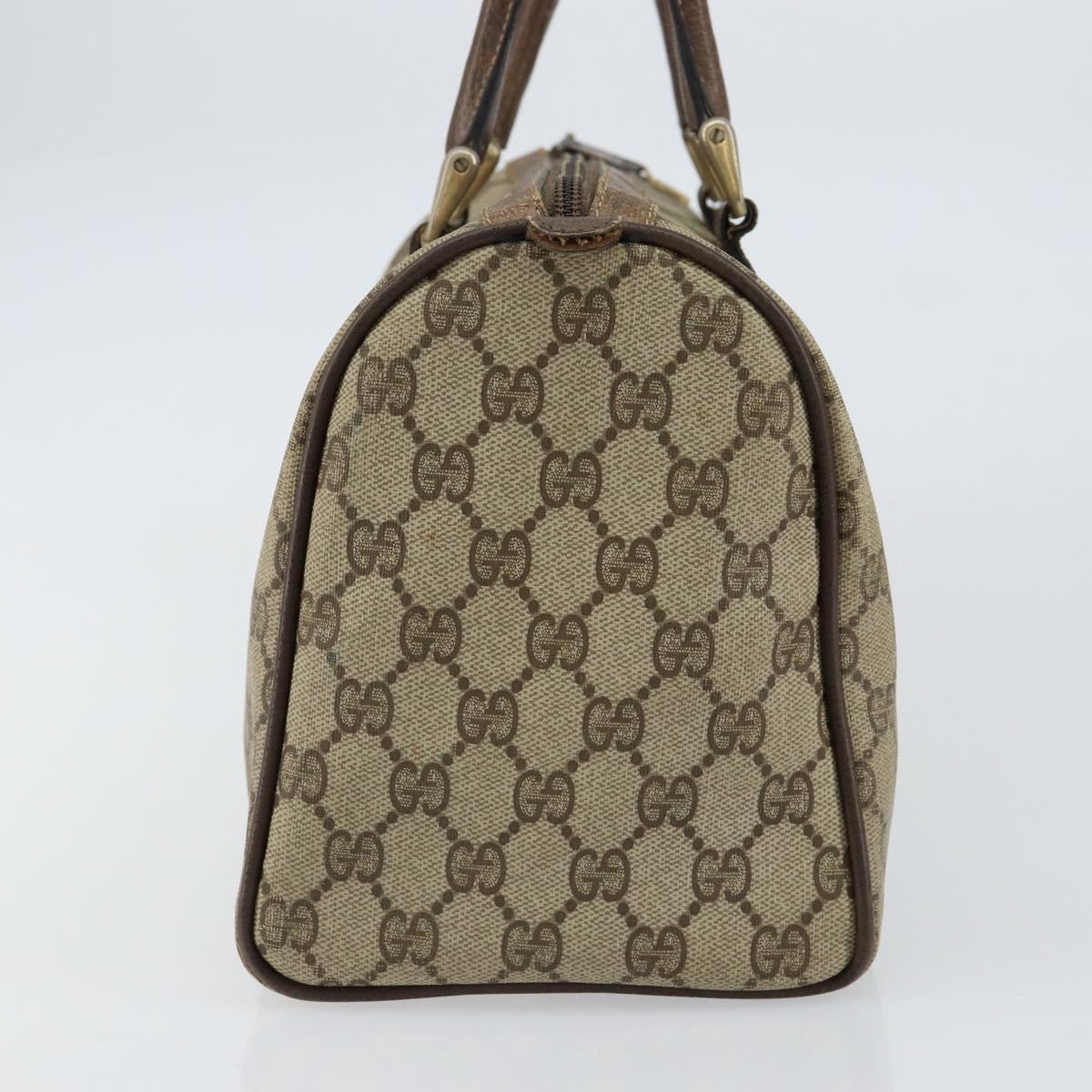 GUCCI GG Supreme Web Sherry Line Boston Bag PVC Beige Gold 58 02 007 Auth 156029