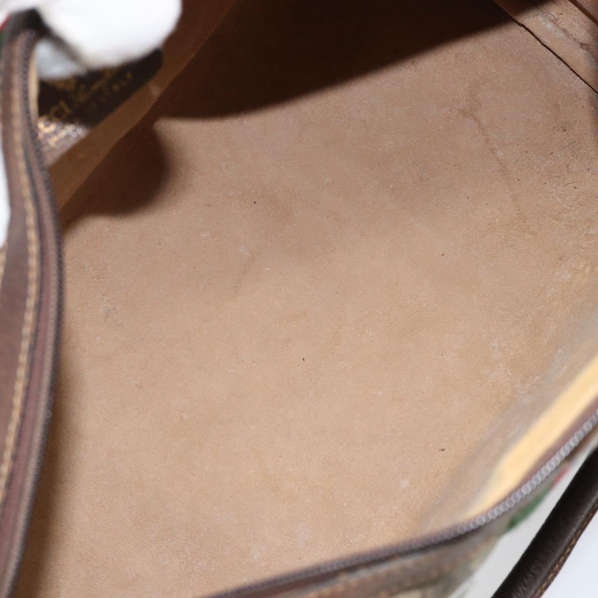 GUCCI GG Supreme Web Sherry Line Boston Bag PVC Beige Gold Auth 156030