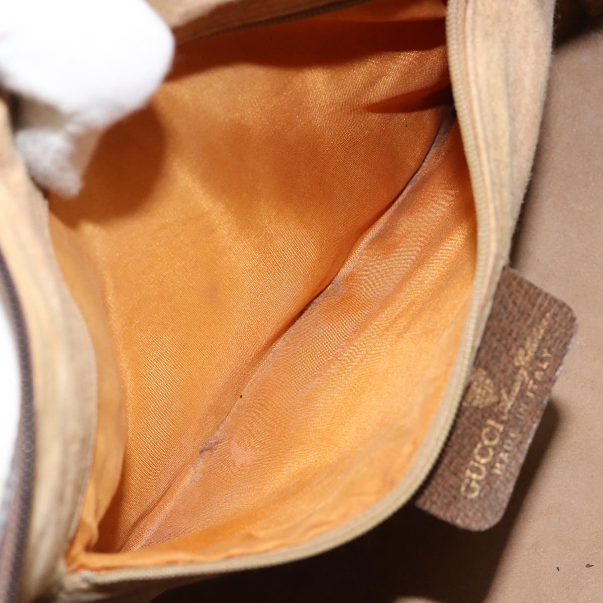 GUCCI GG Supreme Web Sherry Line Boston Bag PVC Beige Gold Auth 156030