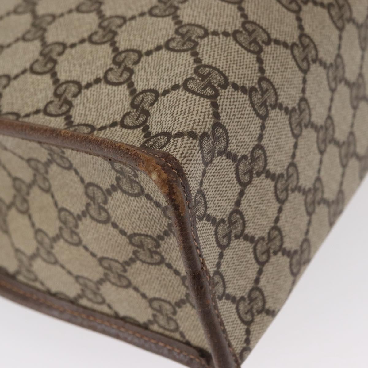 GUCCI GG Supreme Web Sherry Line Hand Bag PVC Beige Gold 010 378 Auth 156033