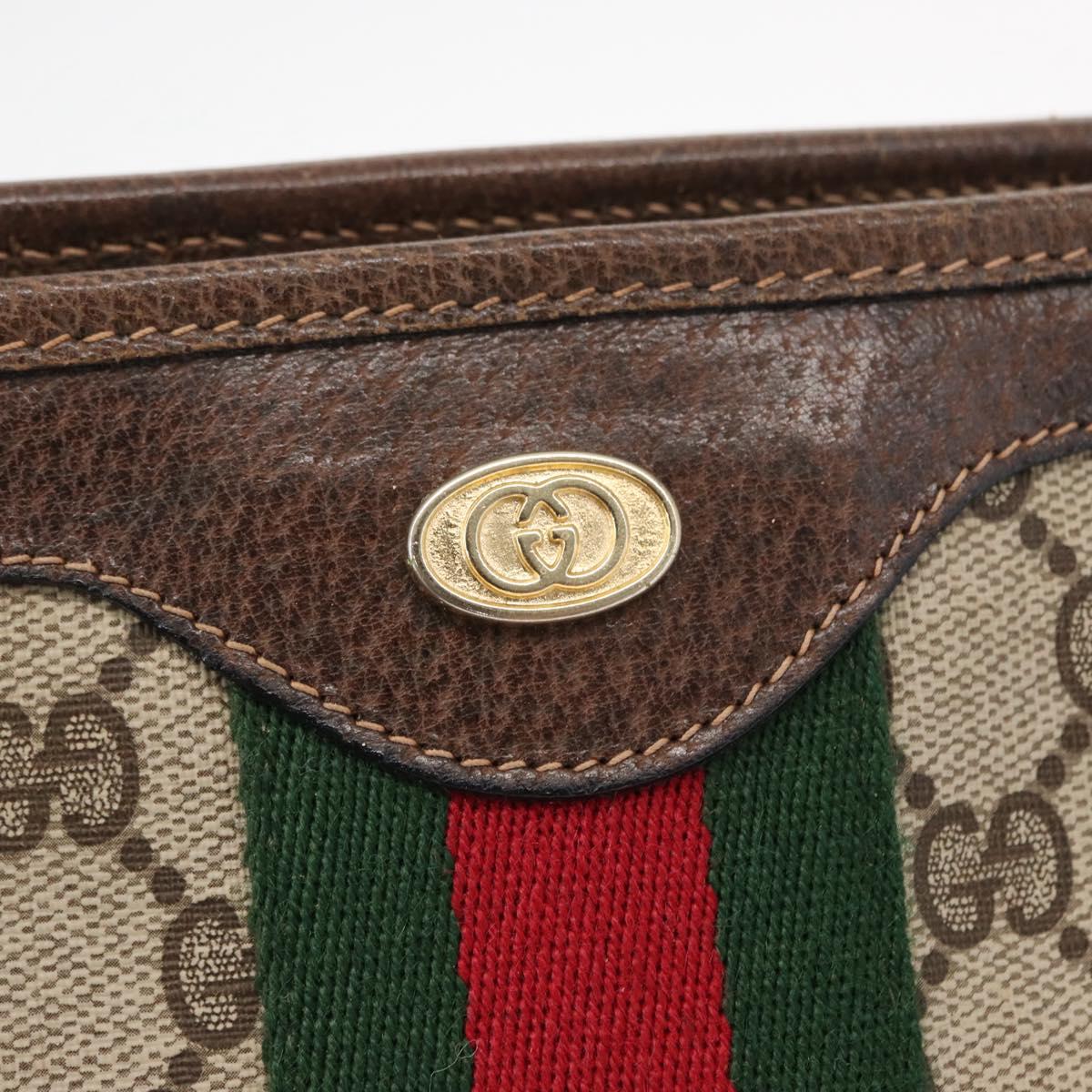 GUCCI GG Supreme Web Sherry Line Hand Bag PVC Beige Gold 010 378 Auth 156033