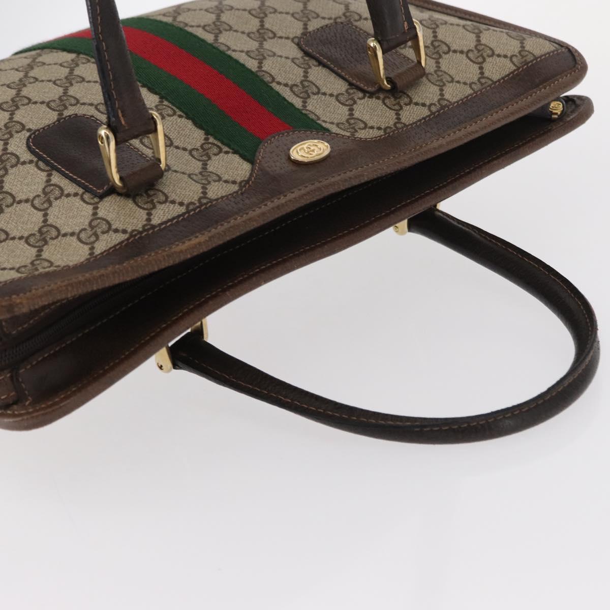 GUCCI GG Supreme Web Sherry Line Hand Bag PVC Beige Gold 010 378 Auth 156033