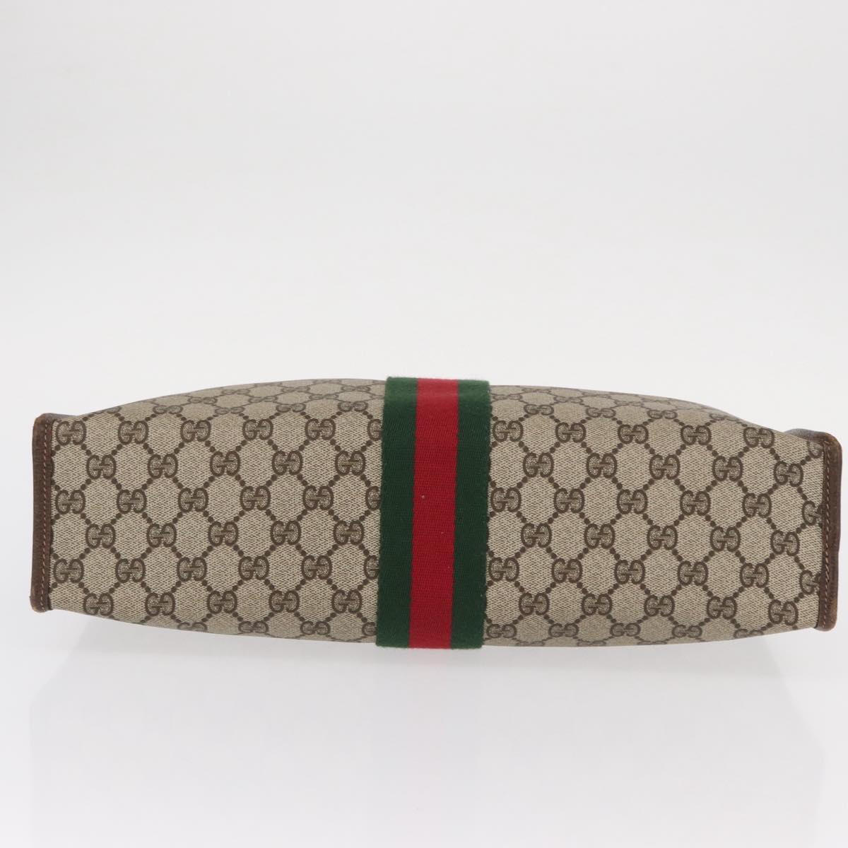 GUCCI GG Supreme Web Sherry Line Hand Bag PVC Beige Gold 010 378 Auth 156033