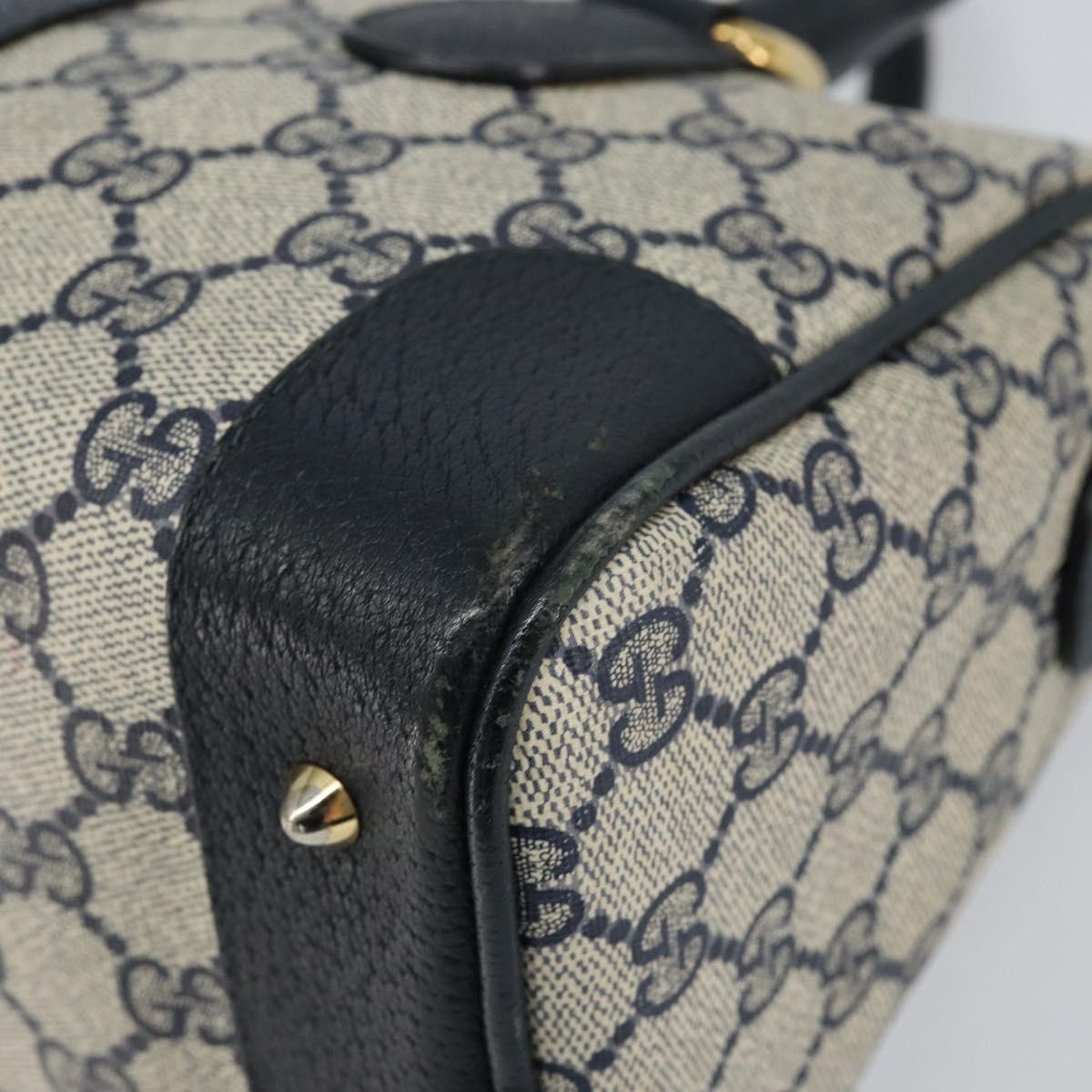 GUCCI GG Supreme Sherry Line Boston Bag PVC Navy Gold 002 39 0069 Auth 156034