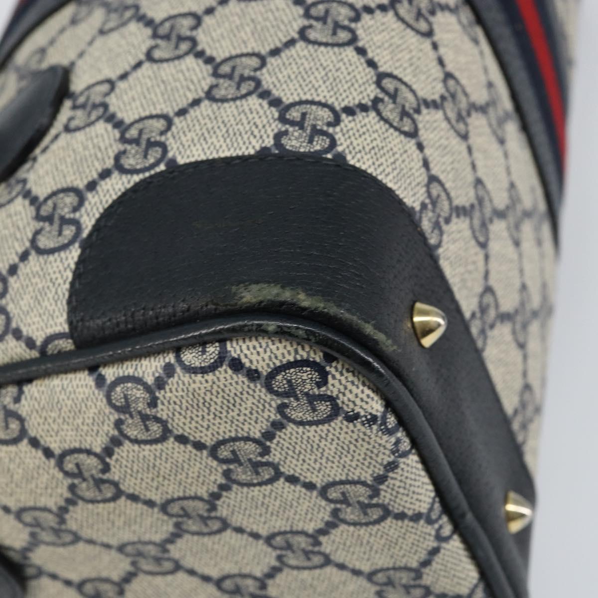 GUCCI GG Supreme Sherry Line Boston Bag PVC Navy Gold 002 39 0069 Auth 156034