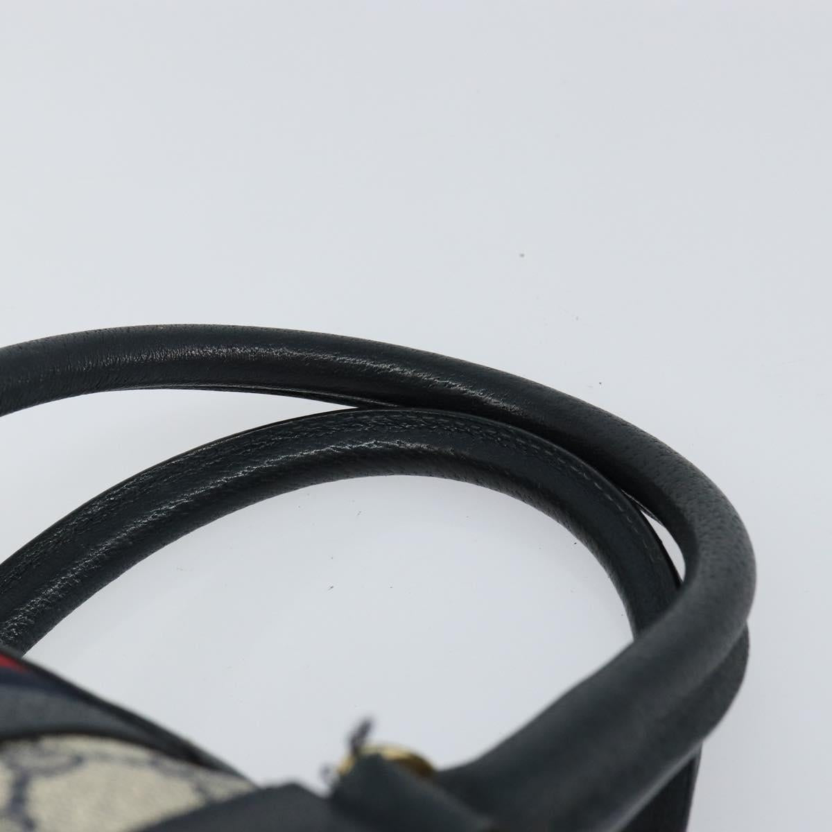 GUCCI GG Supreme Sherry Line Boston Bag PVC Navy Gold 002 39 0069 Auth 156034