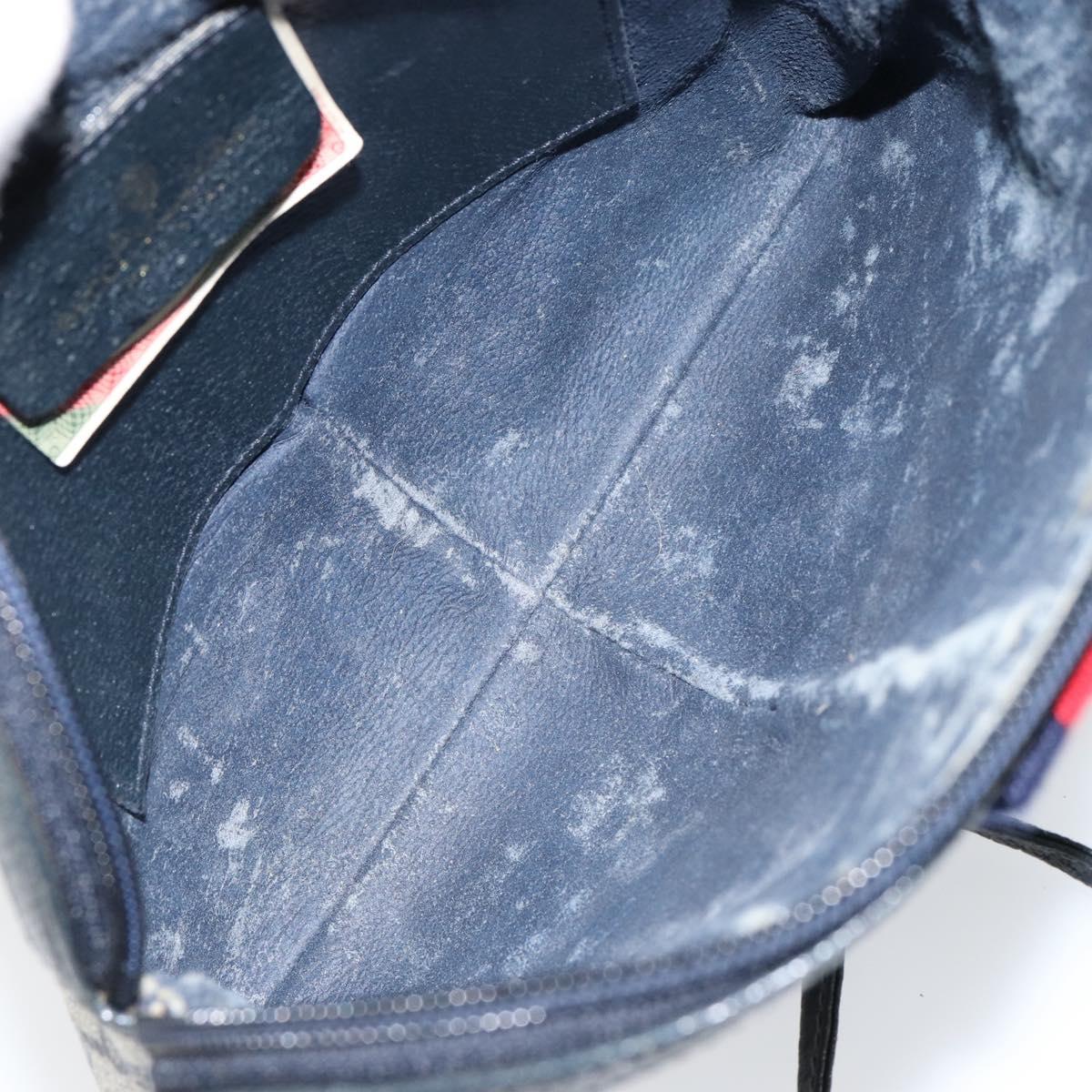 GUCCI GG Supreme Sherry Line Shoulder Bag PVC Red Navy Auth 156035