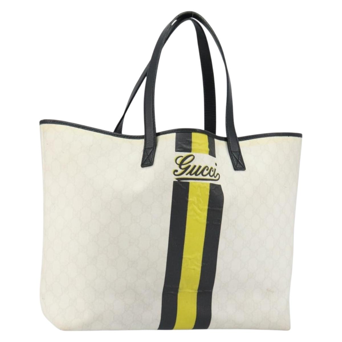 GUCCI GG Supreme Tote Bag PVC Leather Outlet White 257245 Auth 156037
