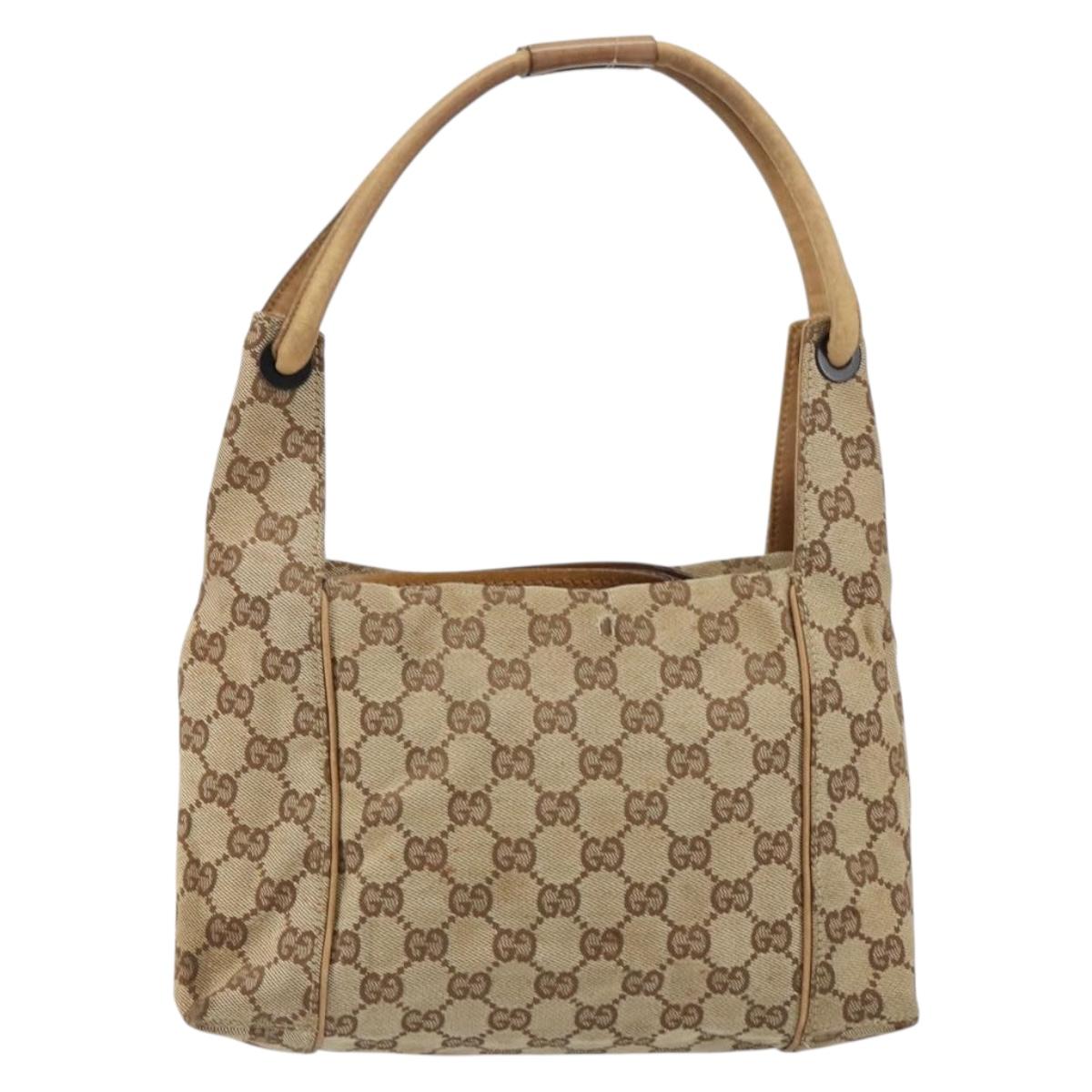 GUCCI GG Canvas Shoulder Bag Beige 101333 Auth 156039