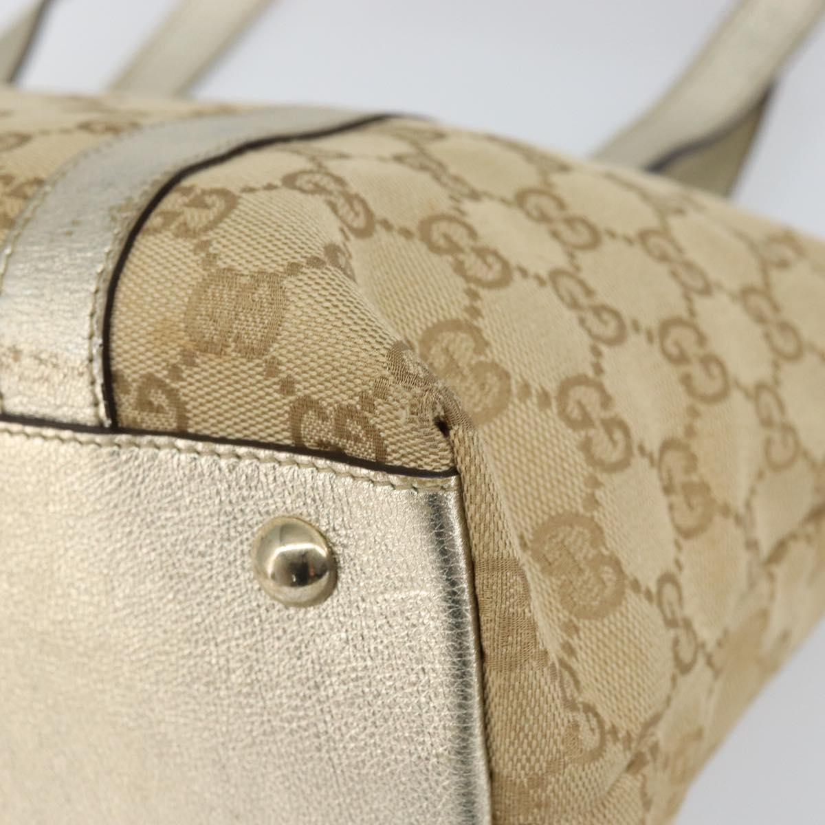 GUCCI GG Canvas Abbey Tote Bag Beige Gold 141470 Auth 156041