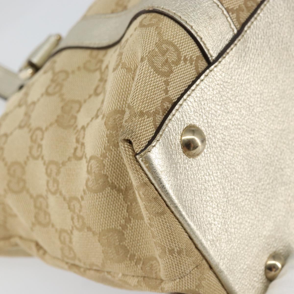 GUCCI GG Canvas Abbey Tote Bag Beige Gold 141470 Auth 156041