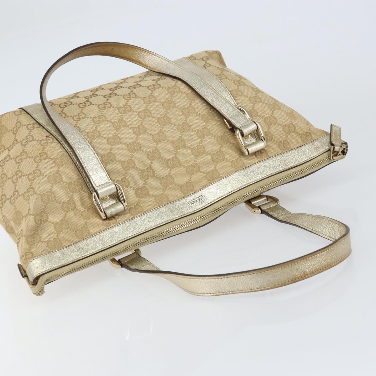 GUCCI GG Canvas Abbey Tote Bag Beige Gold 141470 Auth 156041
