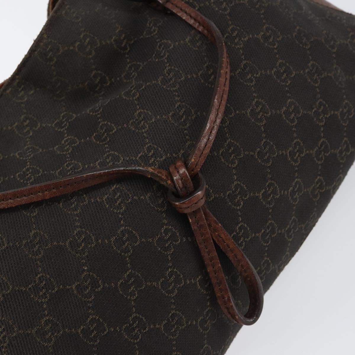 GUCCI Horsebit GG Canvas Shoulder Bag Black 101975 Auth 156044
