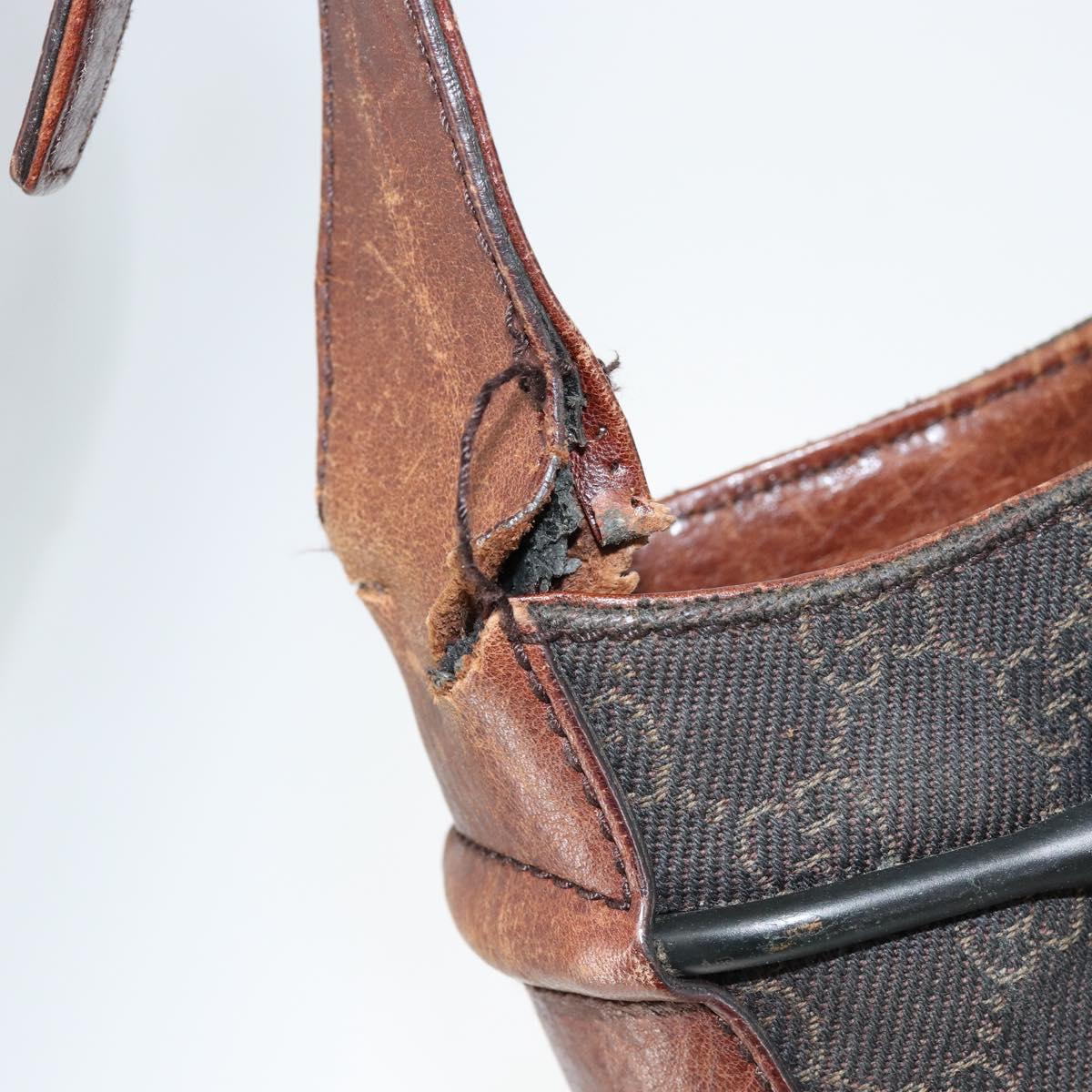 GUCCI Horsebit GG Canvas Shoulder Bag Black 101975 Auth 156044