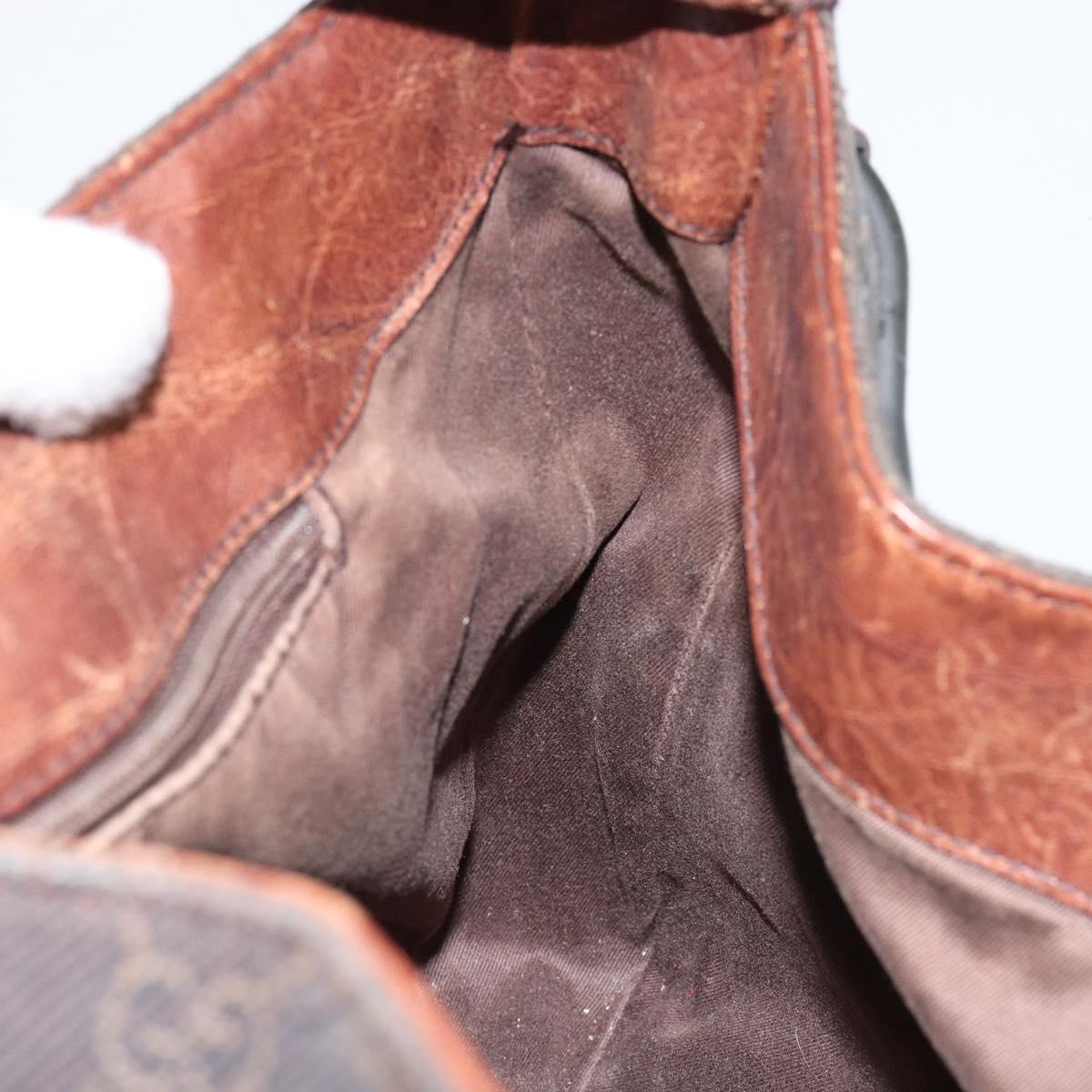 GUCCI Horsebit GG Canvas Shoulder Bag Black 101975 Auth 156044