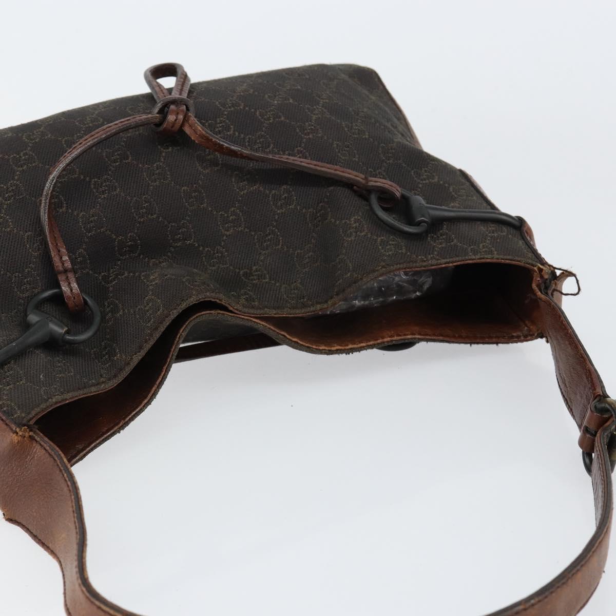 GUCCI Horsebit GG Canvas Shoulder Bag Black 101975 Auth 156044