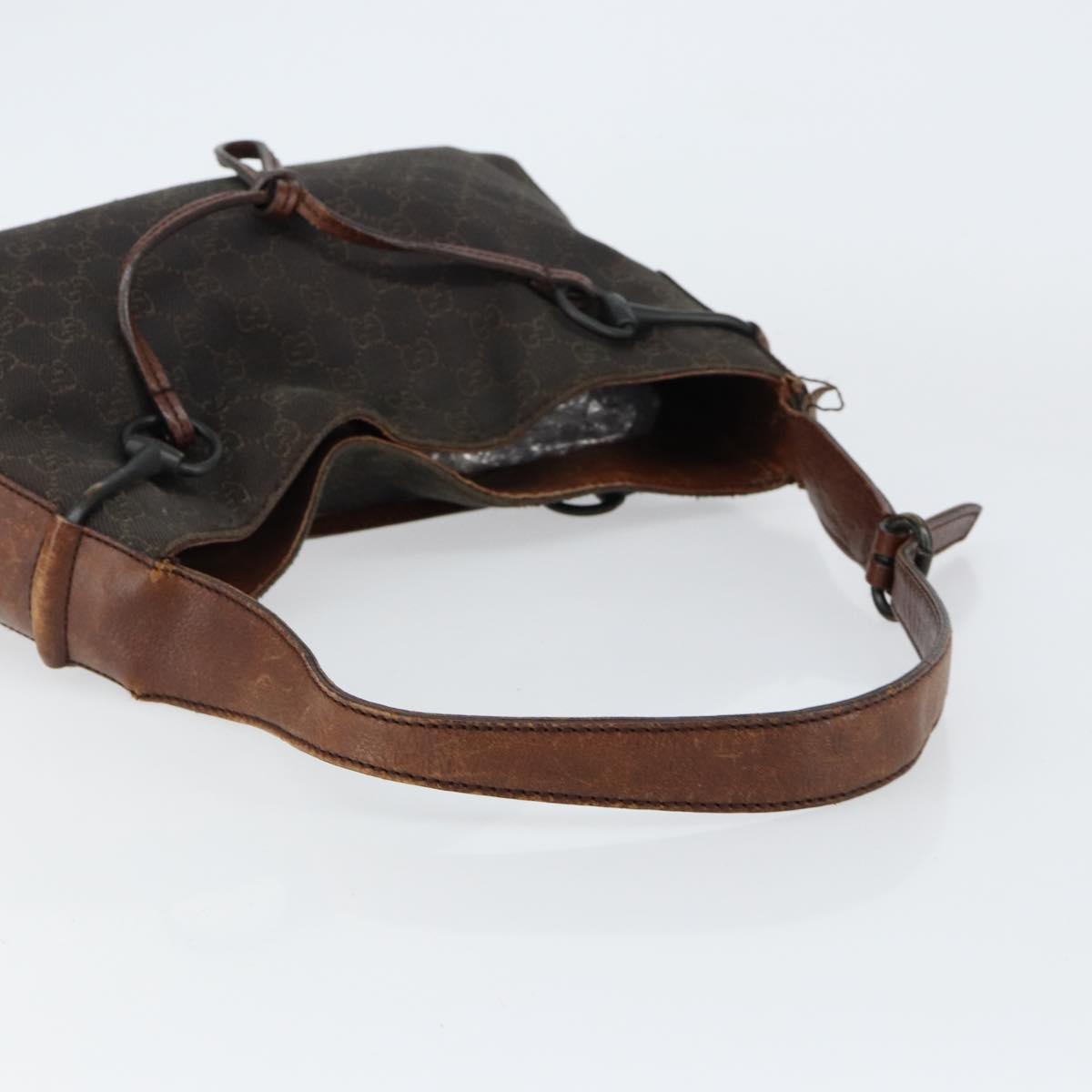 GUCCI Horsebit GG Canvas Shoulder Bag Black 101975 Auth 156044