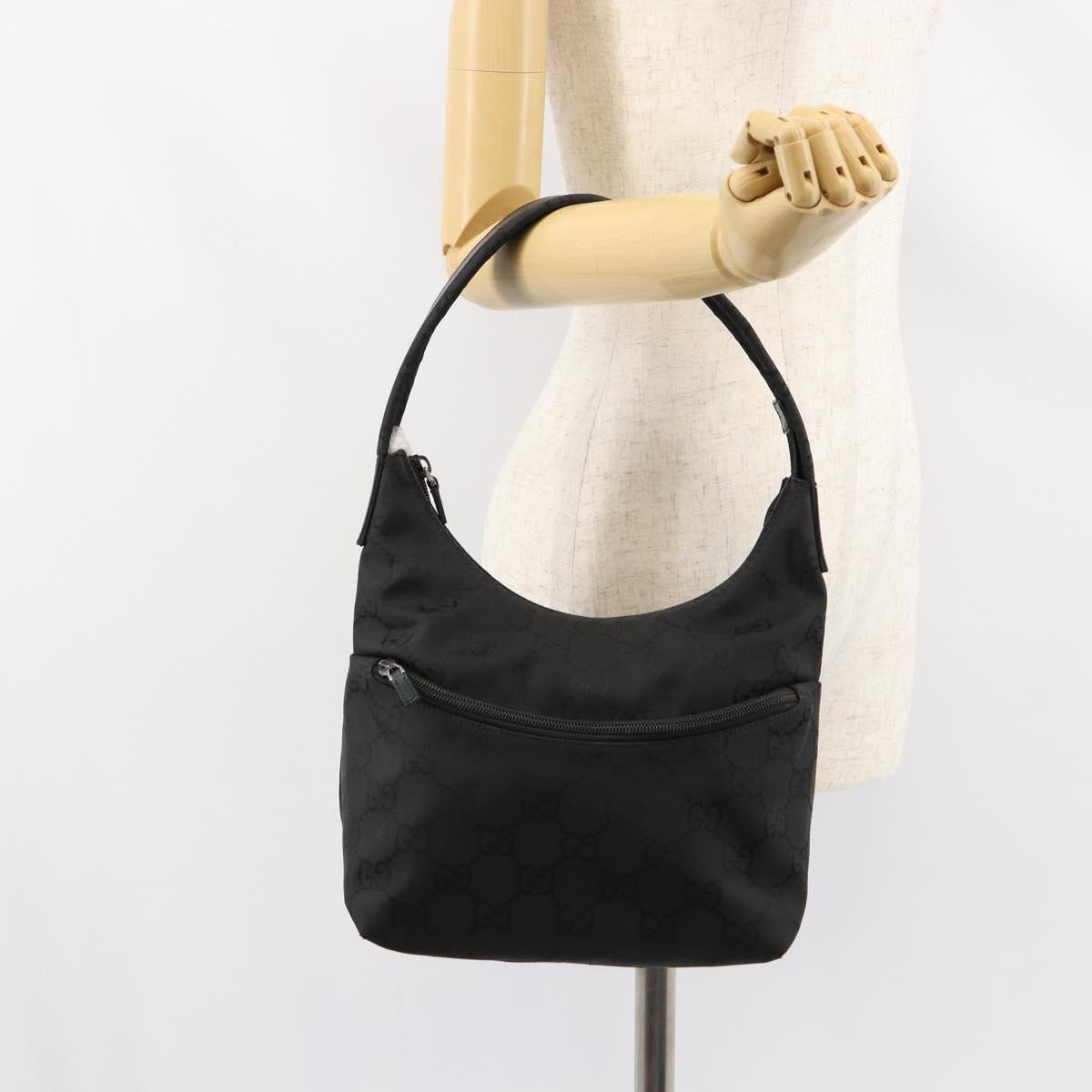 GUCCI GG Canvas Shoulder Bag Black 001 3386 Auth 156046