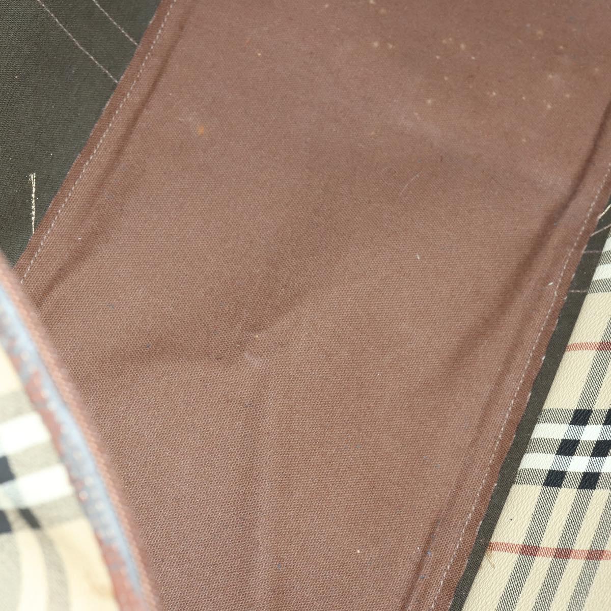 Burberrys Nova Check Boston Bag PVC Leather 2way Beige Gold Auth 156048