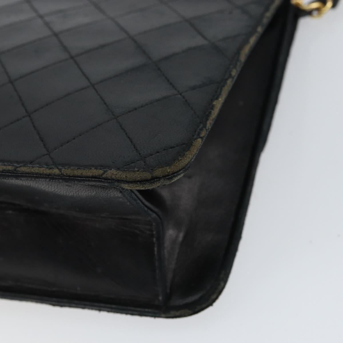CHANEL Matelasse Chain Shoulder Bag Lamb Skin Black Gold CC Auth 156050