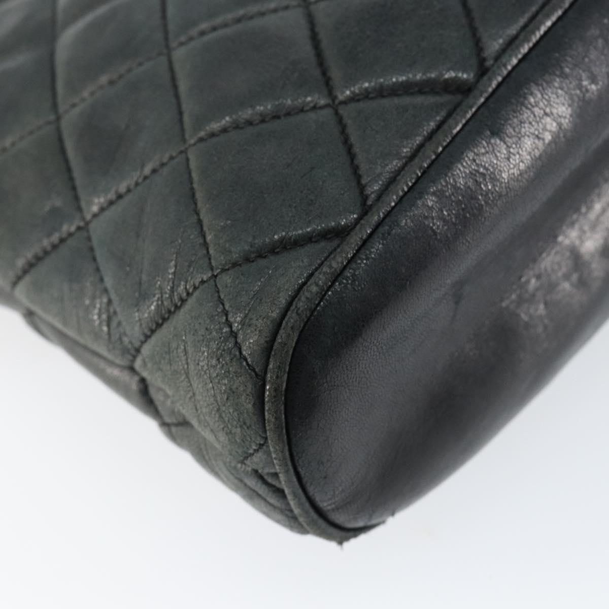 CHANEL Matelasse Chain Shoulder Bag Lamb Skin Black Gold CC Auth 156051