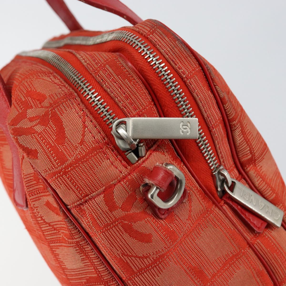 CHANEL New Travel line Hand Bag Nylon Red Silver CC Auth 156052
