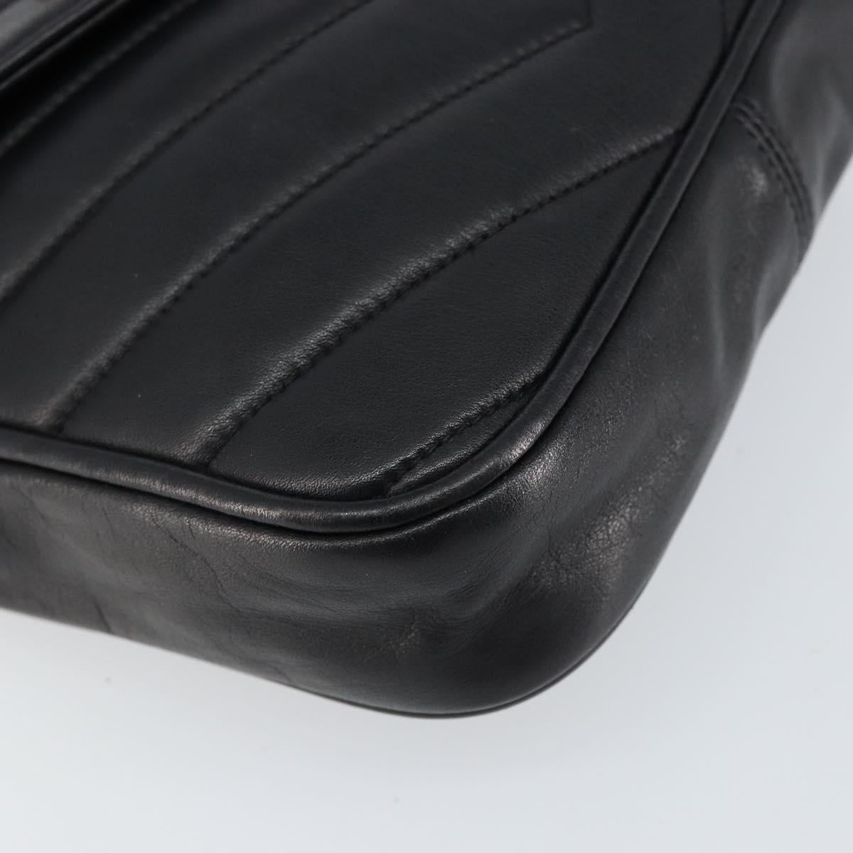 CHANEL Chain V Stitch Shoulder Bag Lamb Skin Black Gold CC Auth 156053