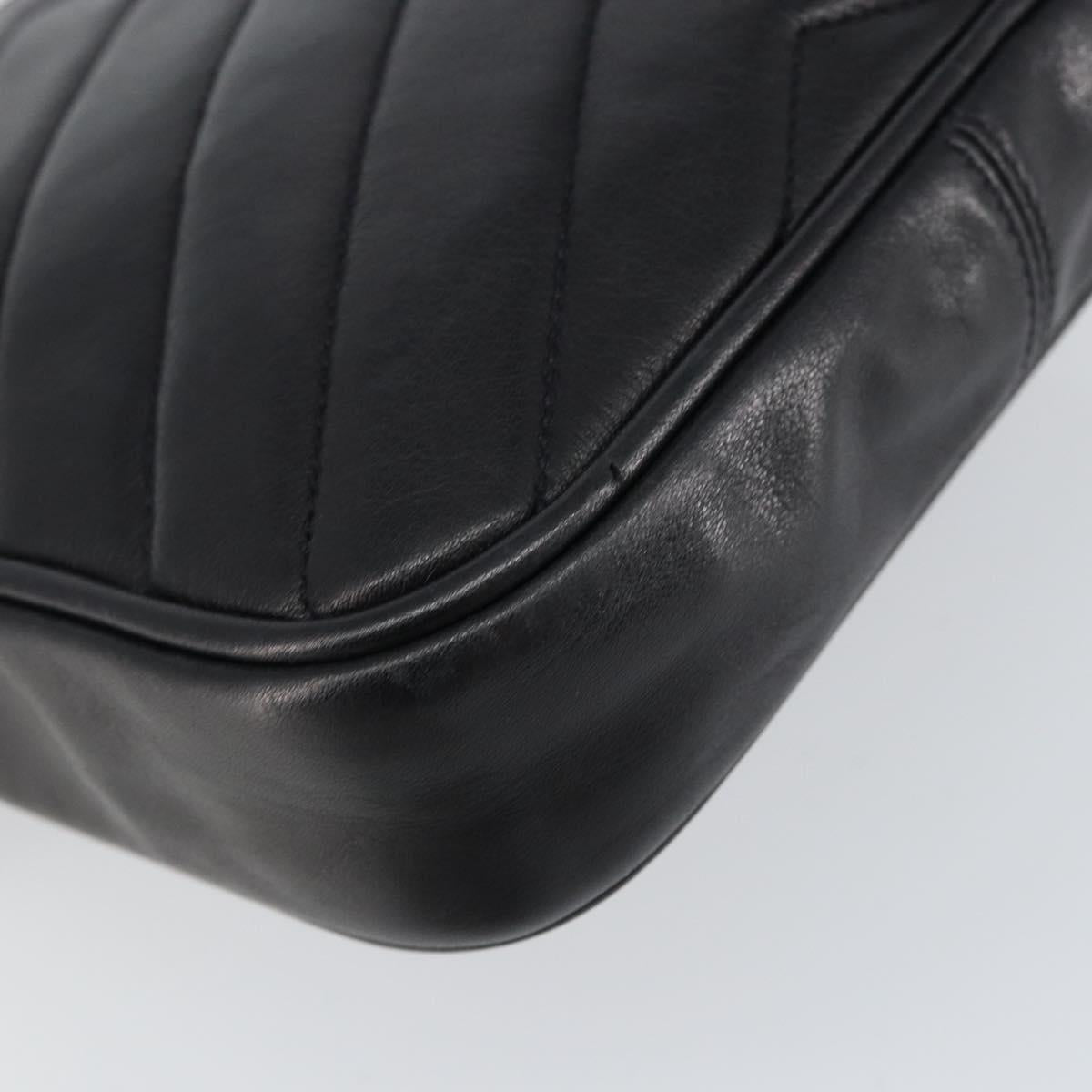 CHANEL Chain V Stitch Shoulder Bag Lamb Skin Black Gold CC Auth 156053