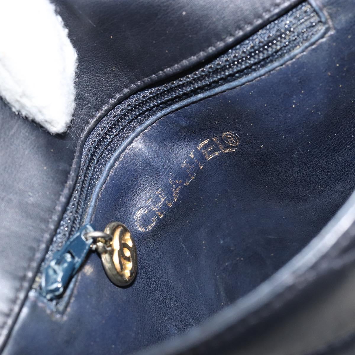 CHANEL Chain V Stitch Shoulder Bag Lamb Skin Black Gold CC Auth 156053