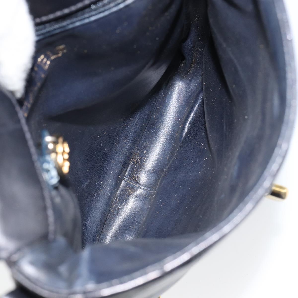 CHANEL Chain V Stitch Shoulder Bag Lamb Skin Black Gold CC Auth 156053