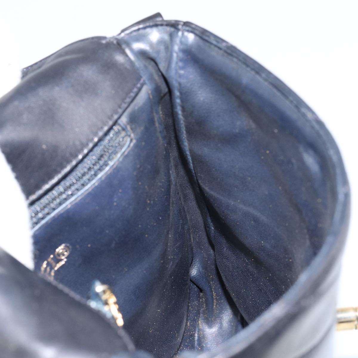 CHANEL Chain V Stitch Shoulder Bag Lamb Skin Black Gold CC Auth 156053