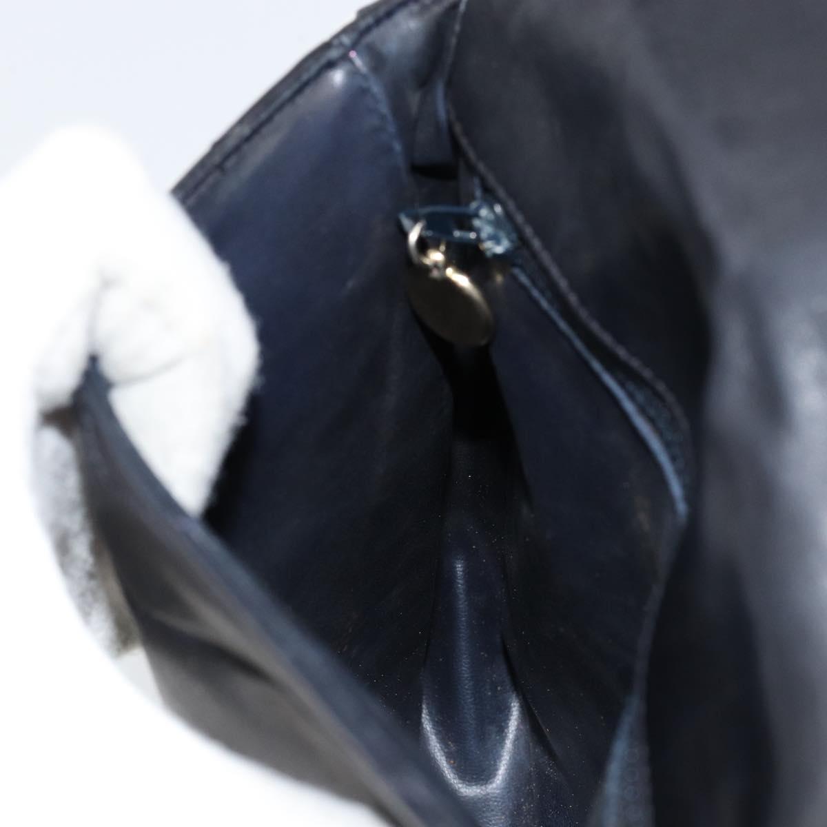 CHANEL Chain V Stitch Shoulder Bag Lamb Skin Black Gold CC Auth 156053