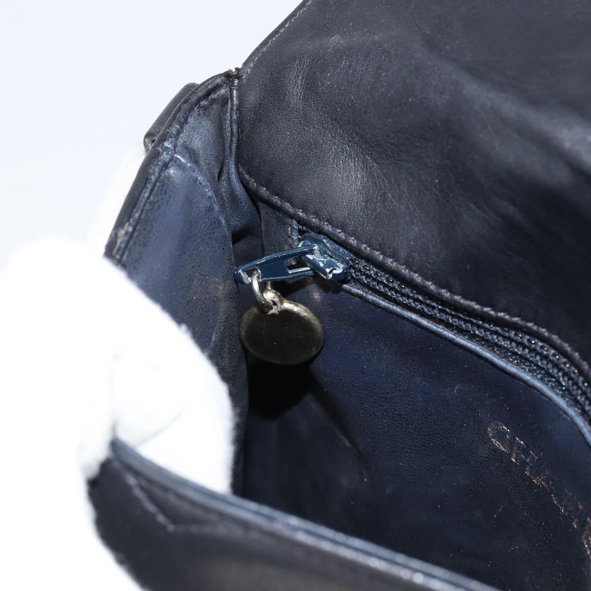 CHANEL Chain V Stitch Shoulder Bag Lamb Skin Black Gold CC Auth 156053