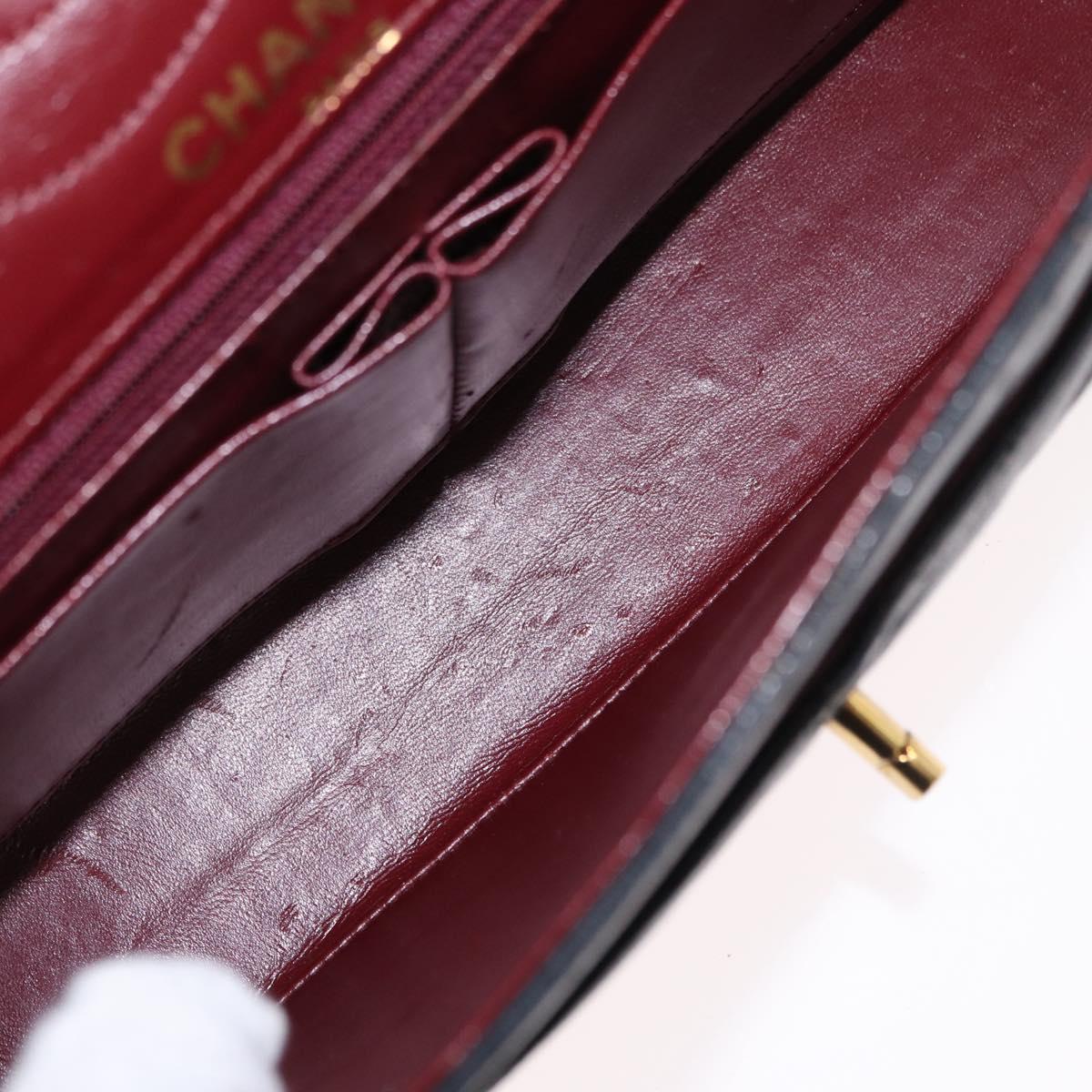 CHANEL Matelasse 25 Double Flap Paris Only Bag Lamb Skin Black CC Auth 156054