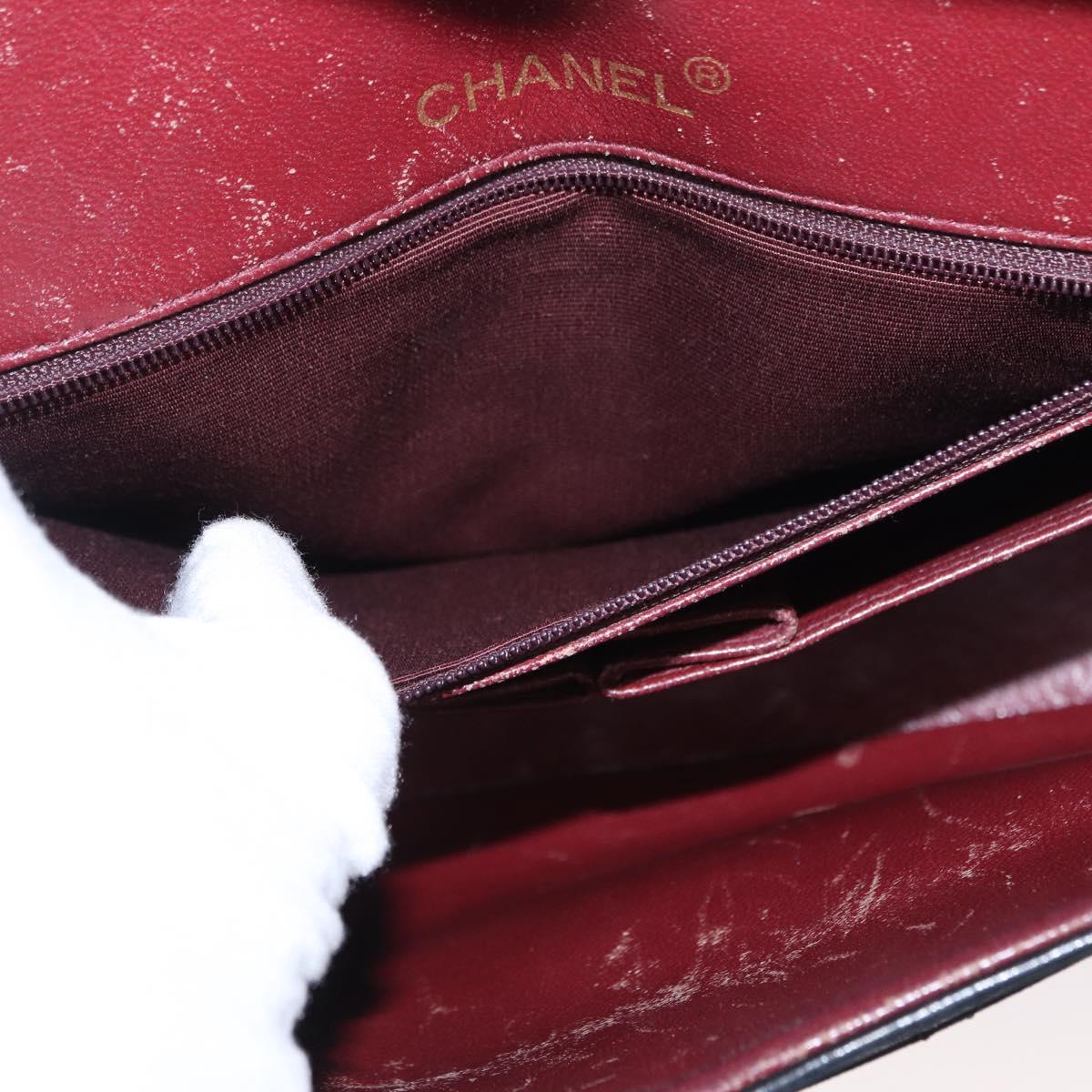 CHANEL Matelasse 25 Double Flap Chain Bag Lamb Skin Black Gold CC Auth 156055